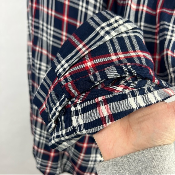 Zara Plaid Button Down Blue Red Size Small Women’s Long Sleeve Shirt - Picture 4 of 7